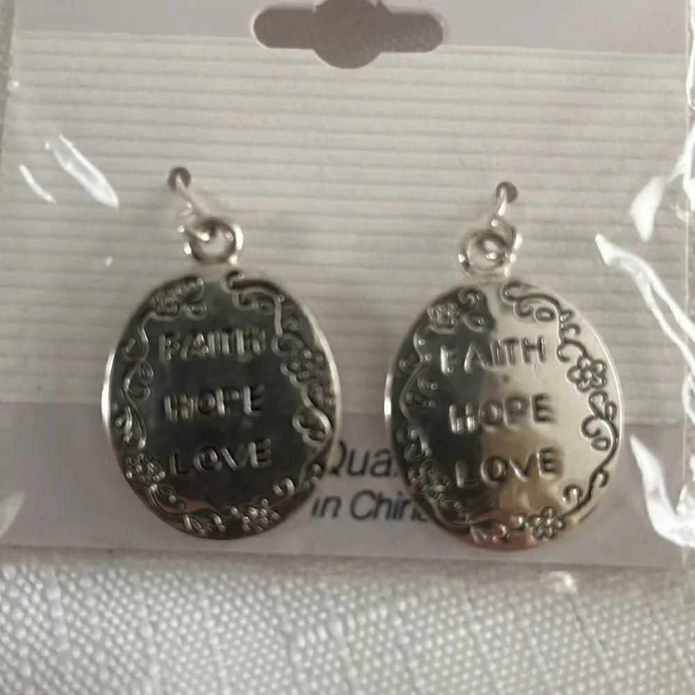 SILVER EARRINGS BUNDLE.  COWGIRL AND “FAITH HOPE LOVE” EARRINGS.